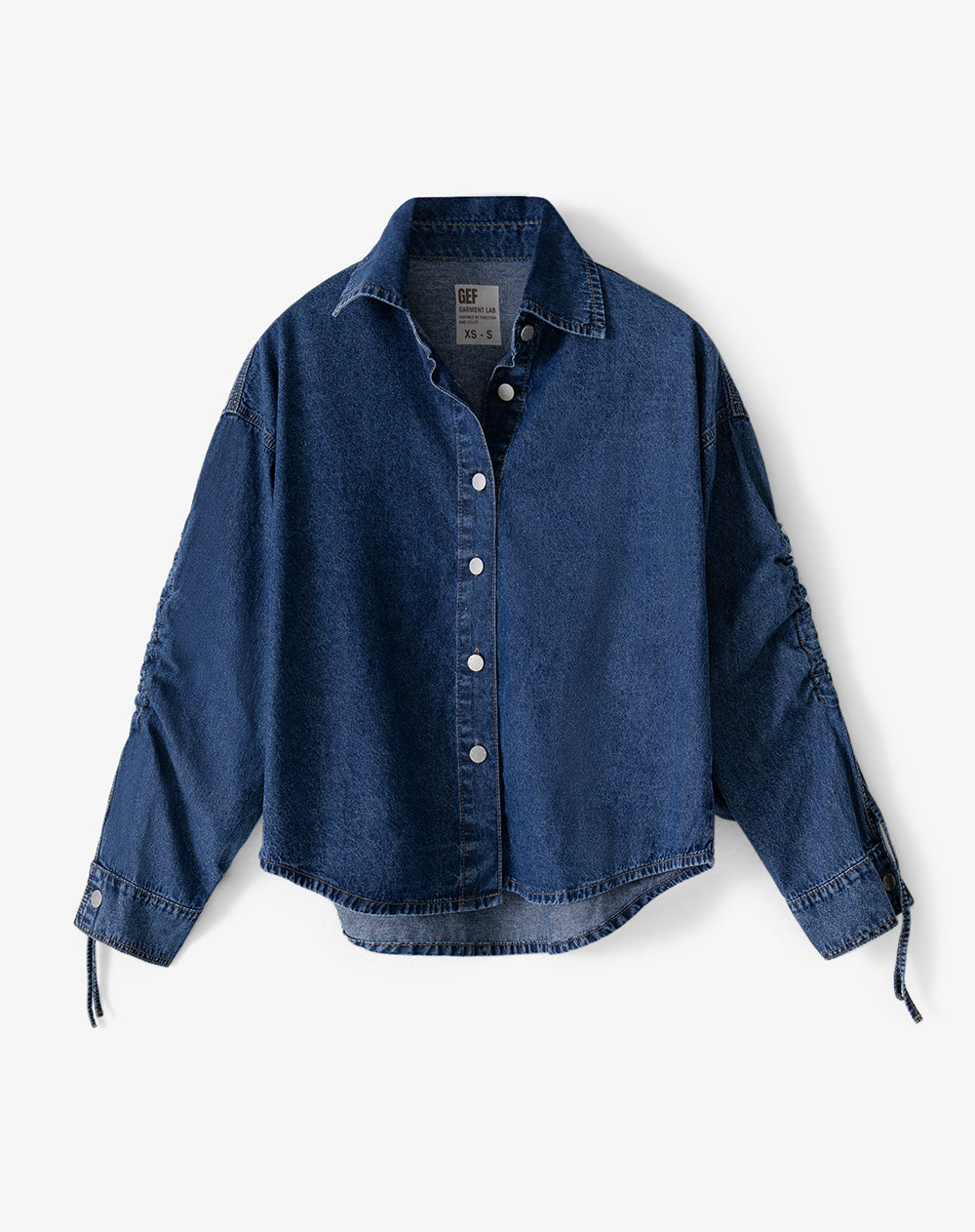 Camisa oversized fit manga larga índigo medio mujer