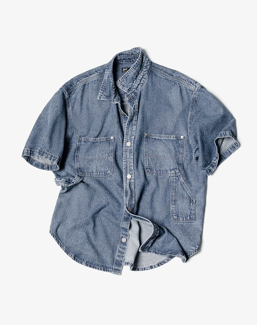 Camisa regular manga corta índigo medio hombre