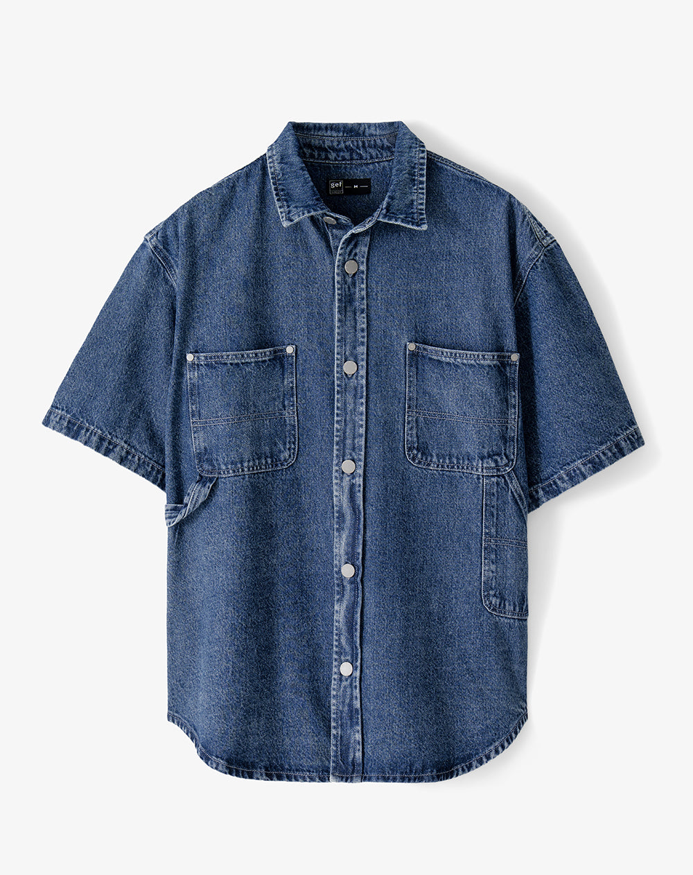 Camisa manga corta regular índigo medio hombre