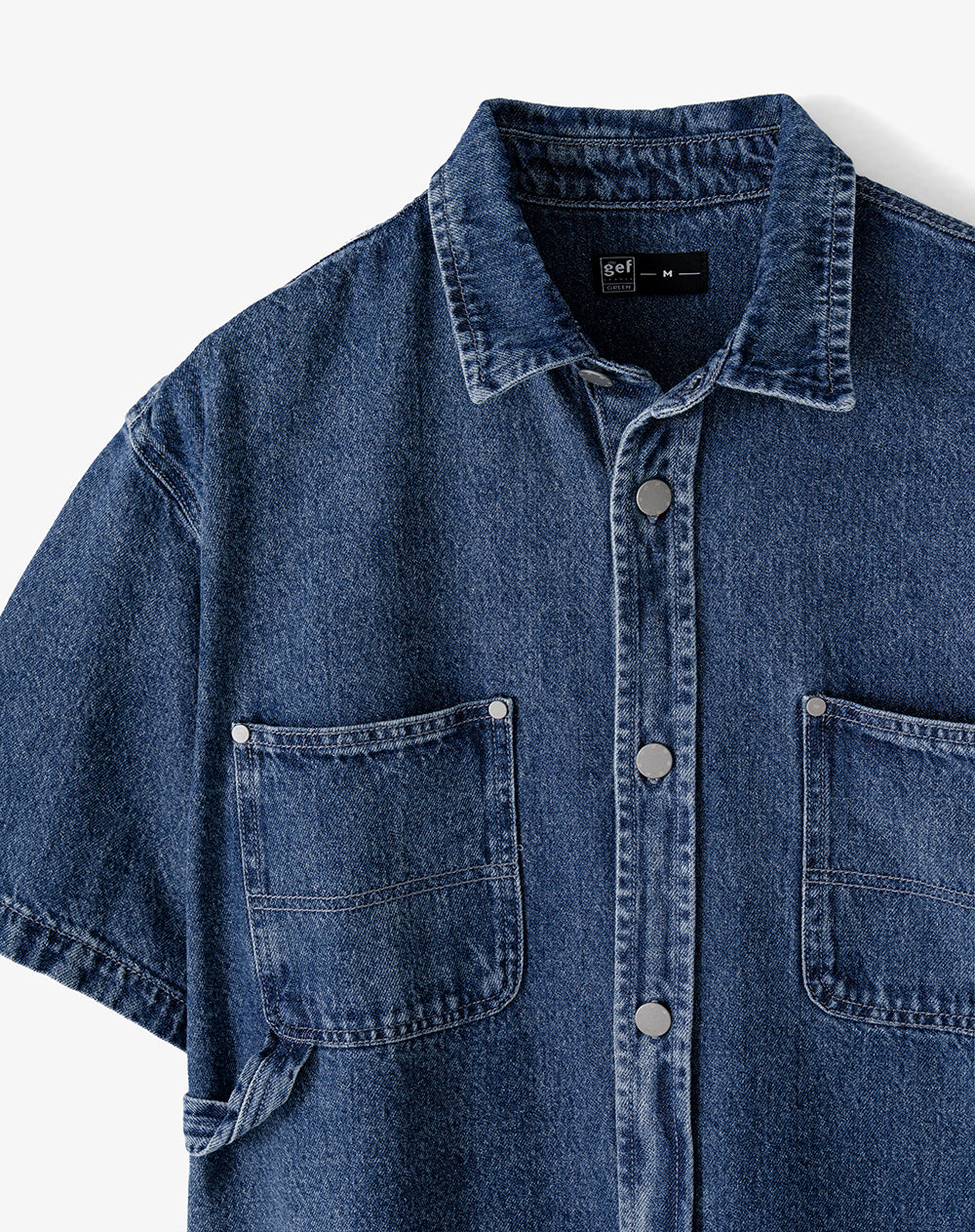Camisa manga corta regular índigo medio hombre