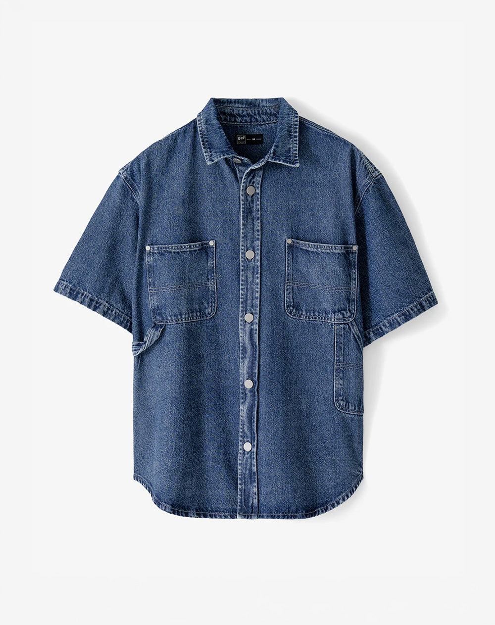 Camisa manga corta regular índigo medio hombre