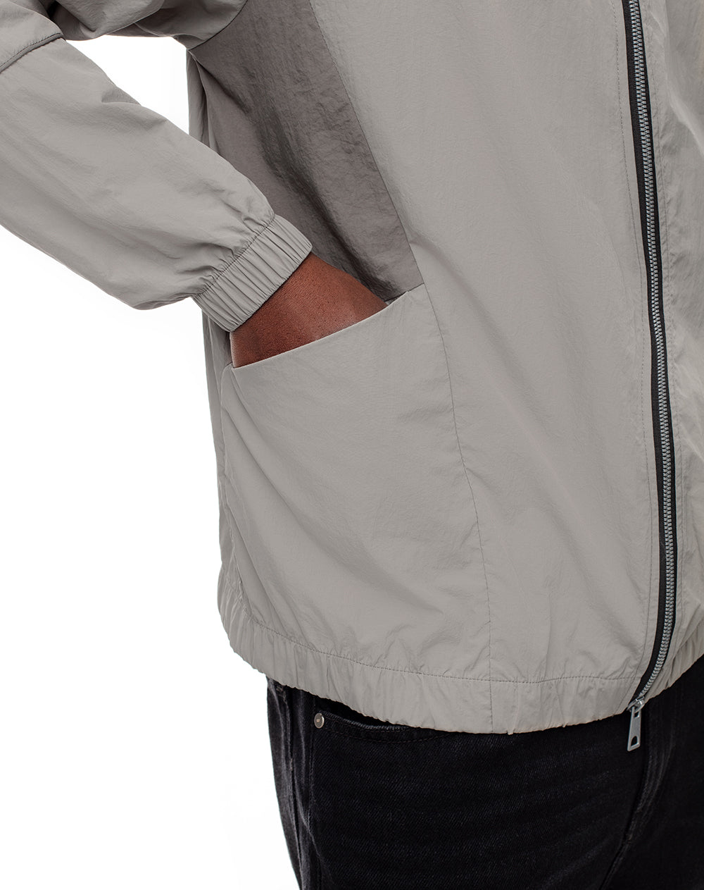 Chaqueta loose fit sin capucha gris con bloques