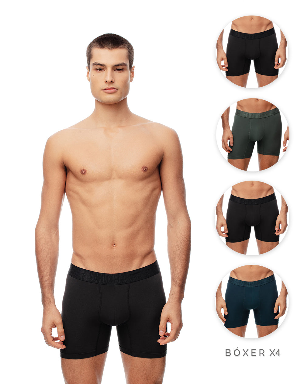 Bóxer deportivo medio antibacterial x4unds surtido
