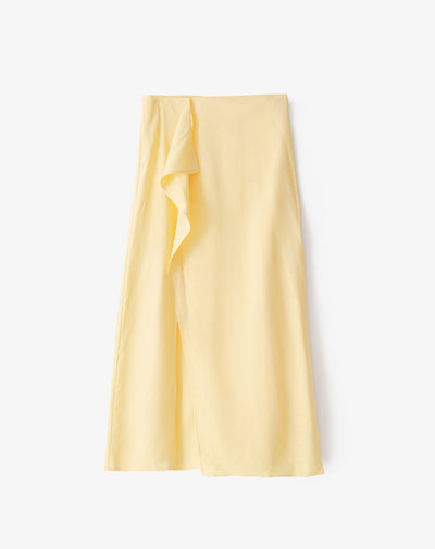 Falda larga tiro medio amarillo
