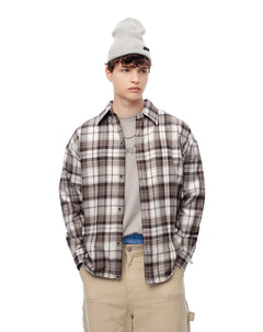 Camisa manga larga regular algodón cuadros hombre