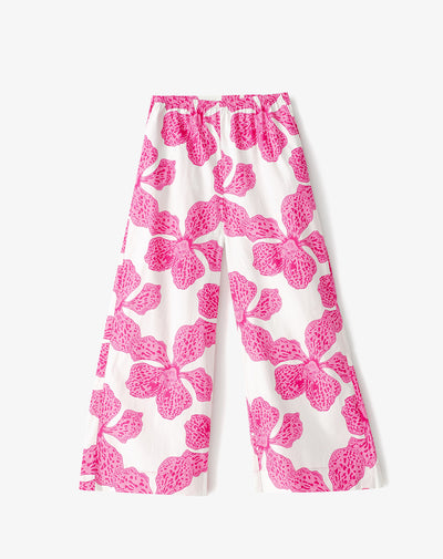 Pantalón relaxed fit tiro alto rosado estampado