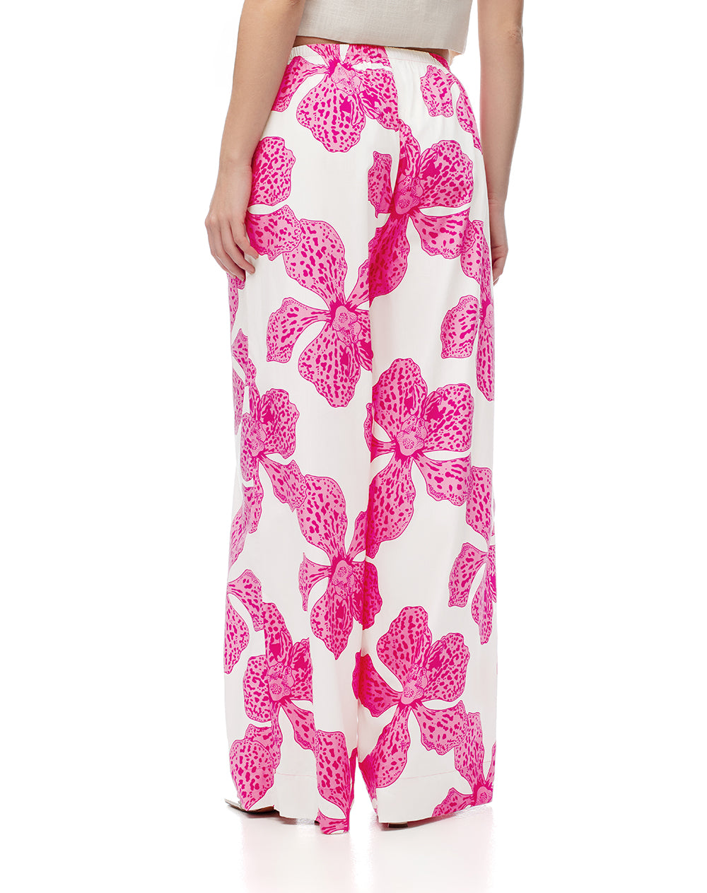 Pantalón palazzo tiro alto algodón estampado mujer