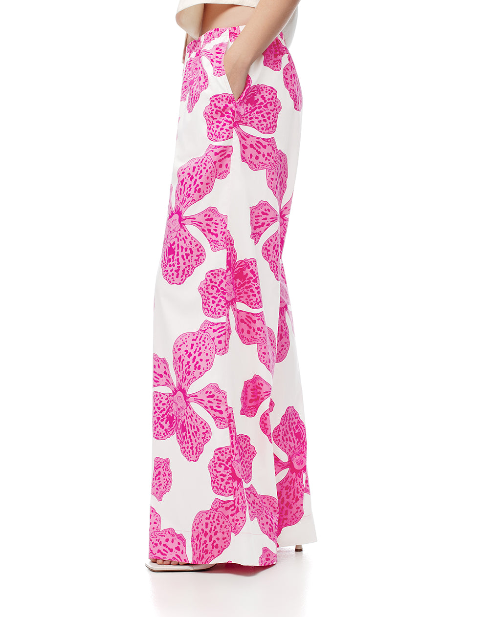 Pantalón palazzo tiro alto algodón estampado mujer