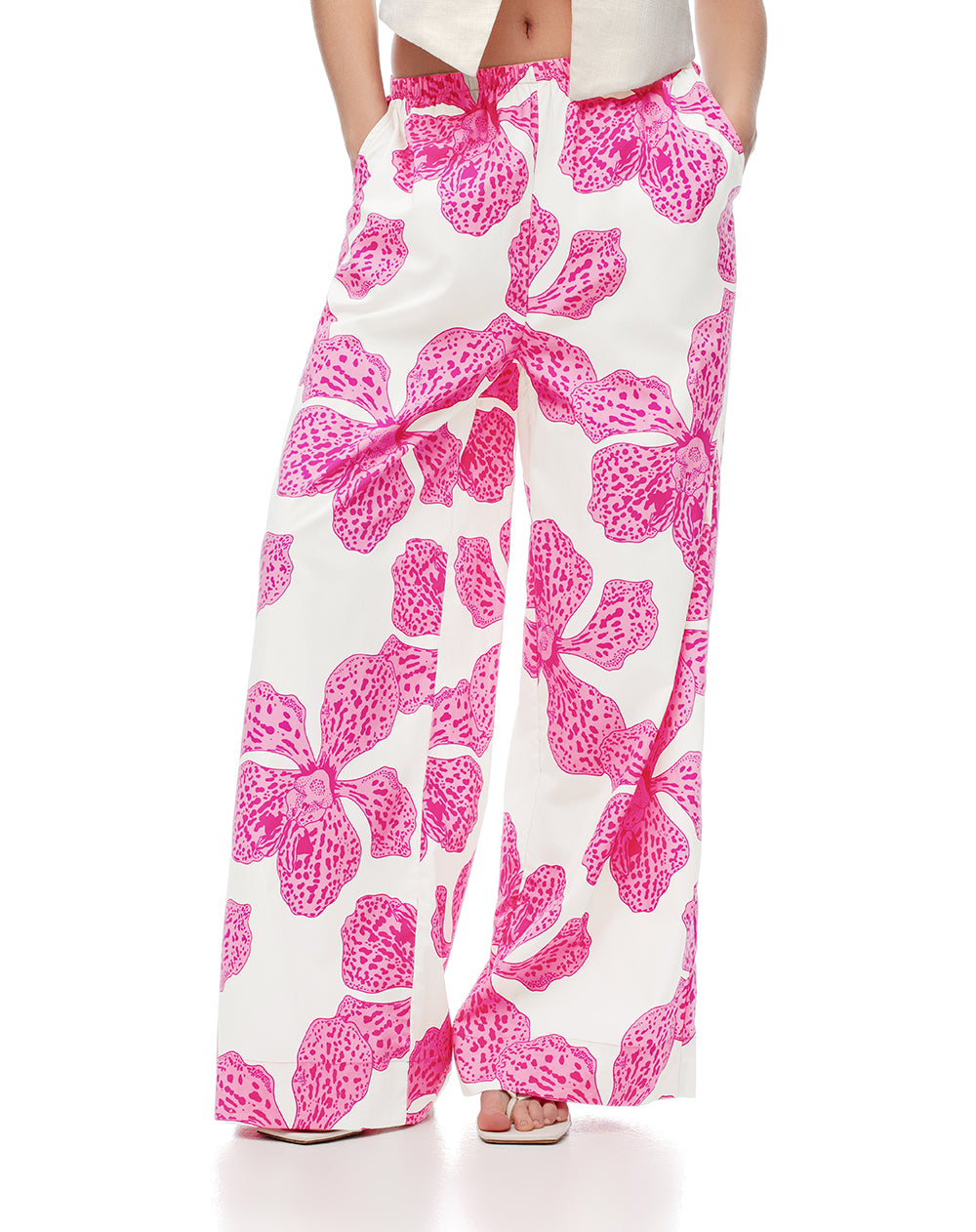 Pantalón palazzo tiro alto algodón estampado mujer