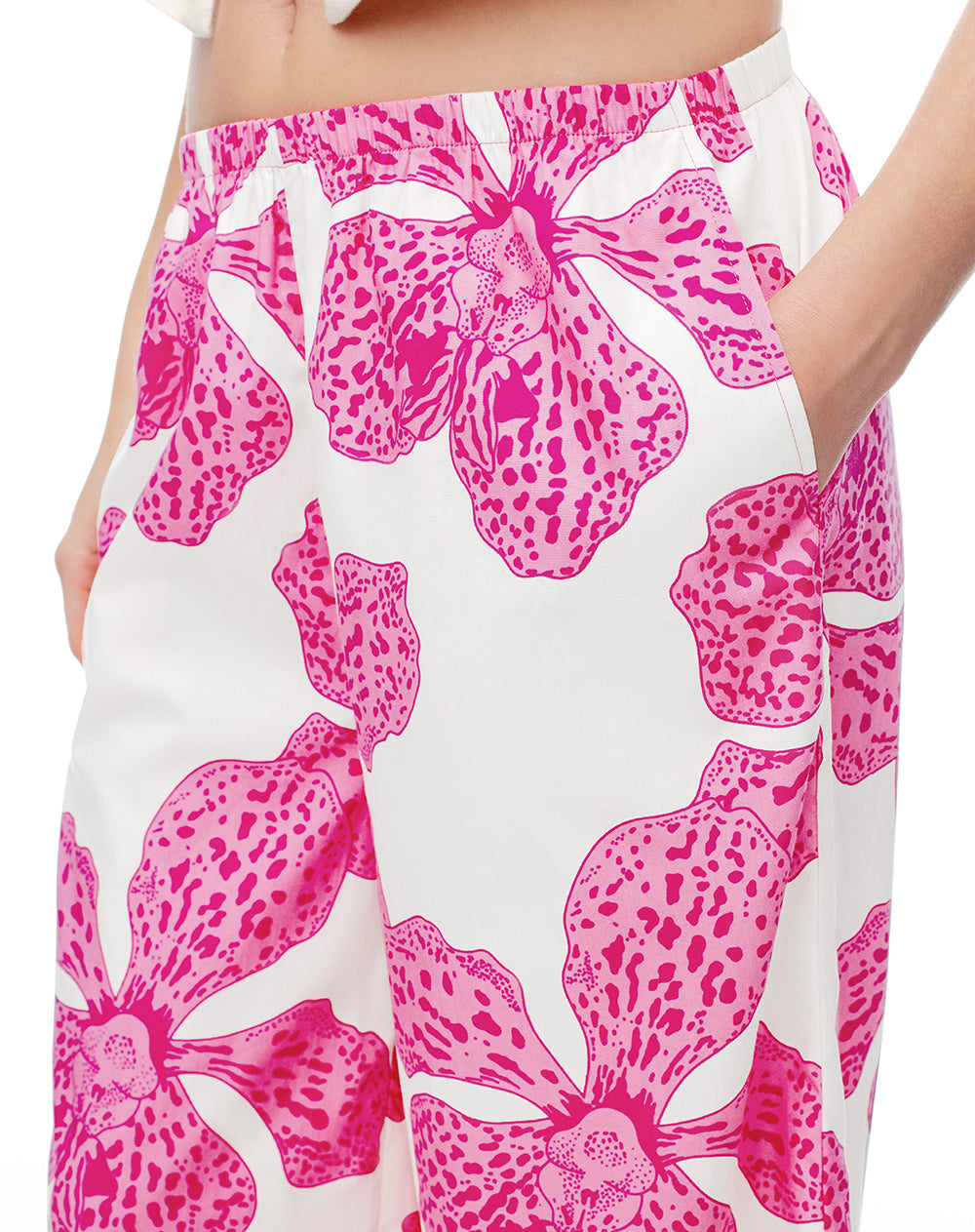 Pantalón palazzo tiro alto algodón estampado mujer