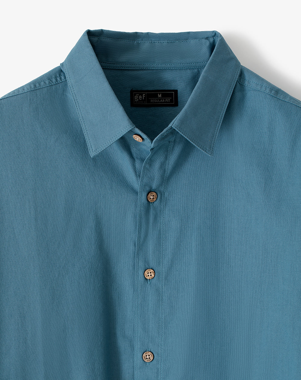 Camisa manga larga regular lino azul hombre