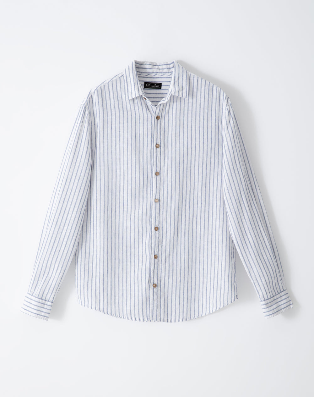 Camisa regular fit manga larga azul con rayas