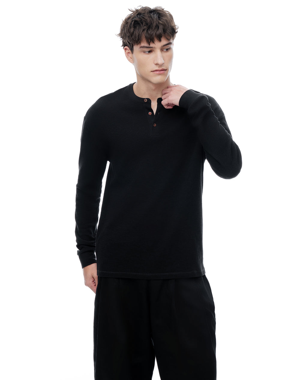 Camibuzo regular algodón negra hombre