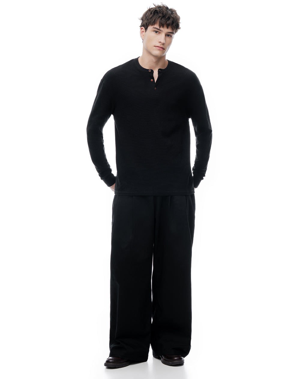 Camibuzo regular algodón negra hombre
