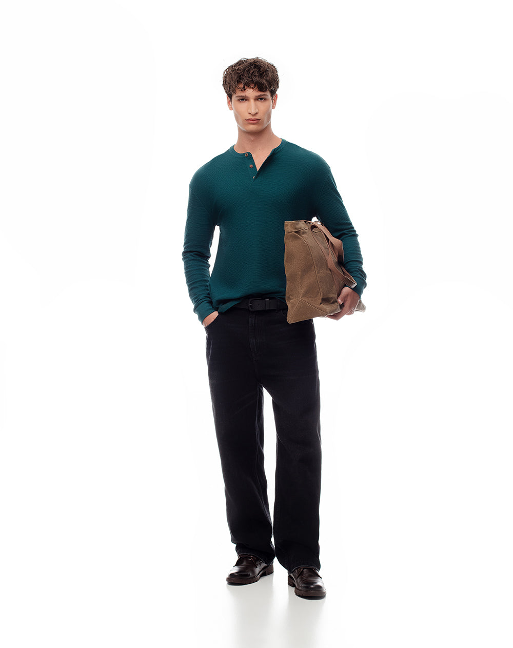 Camibuzo slim algodón verde hombre