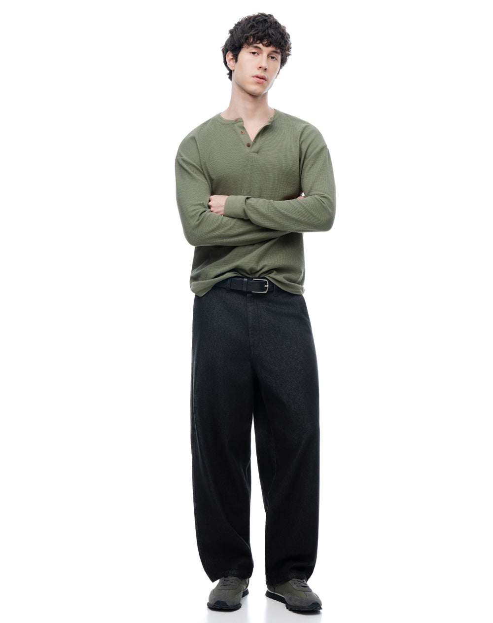 Camibuzo regular algodón oliva hombre