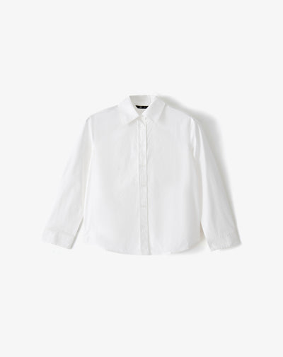 Camisa regular manga larga blanca mujer