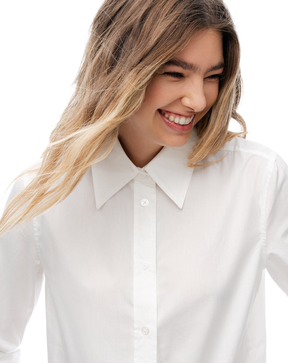Camisa manga larga regular blanca mujer