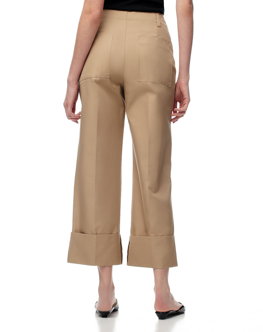 Pantalón regular fit tiro medio en drill kaki