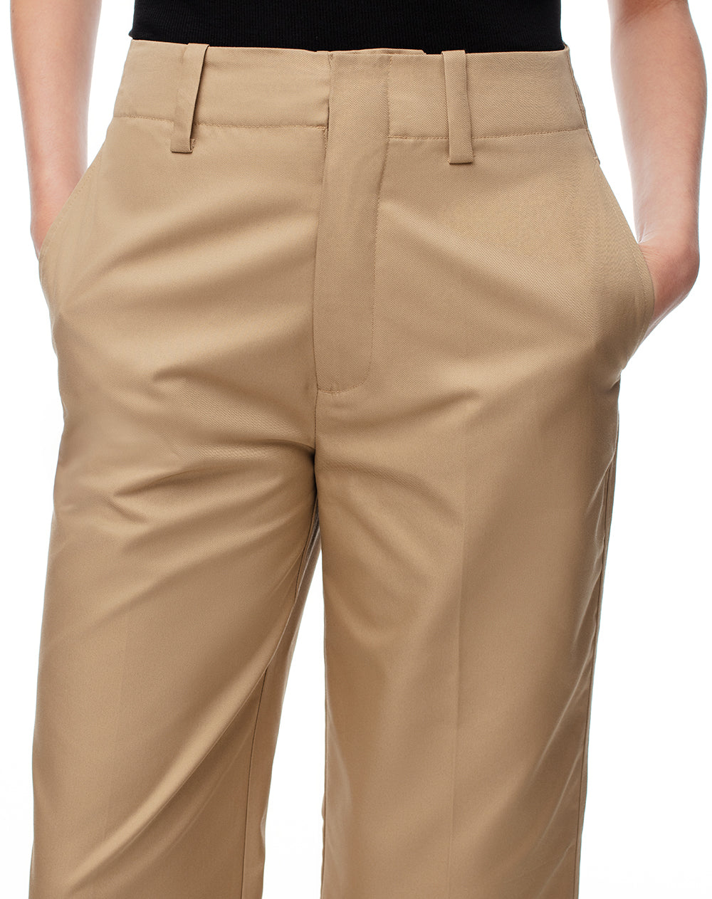 Pantalón regular fit tiro medio en drill kaki