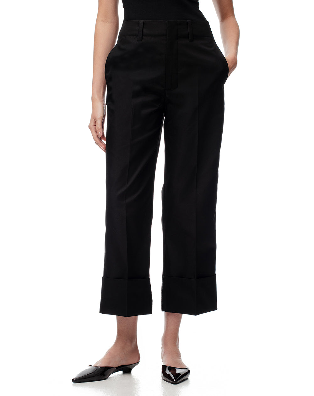 Pantalón regular fit tiro medio en drill negro