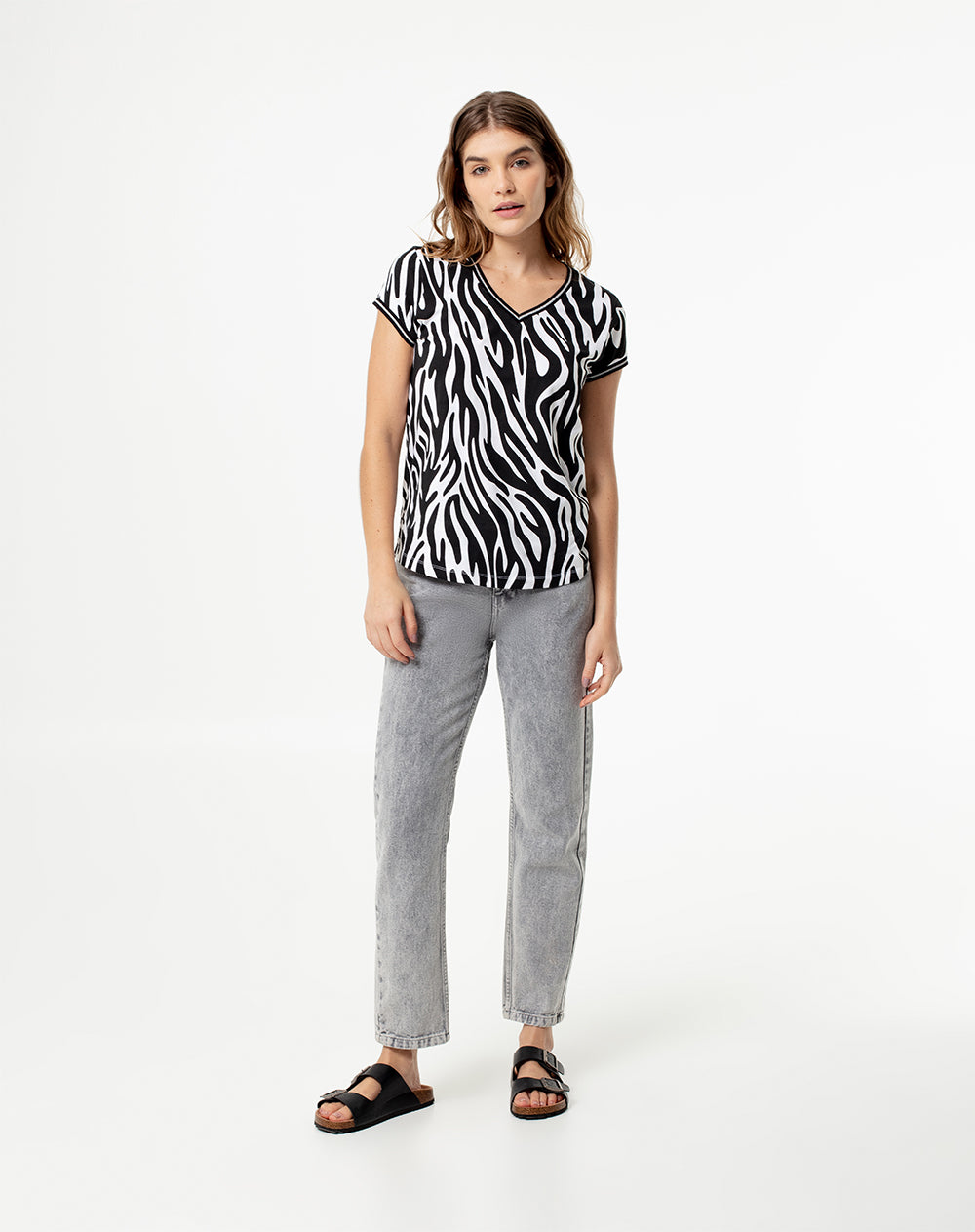 Camiseta regular algodón estampada mujer