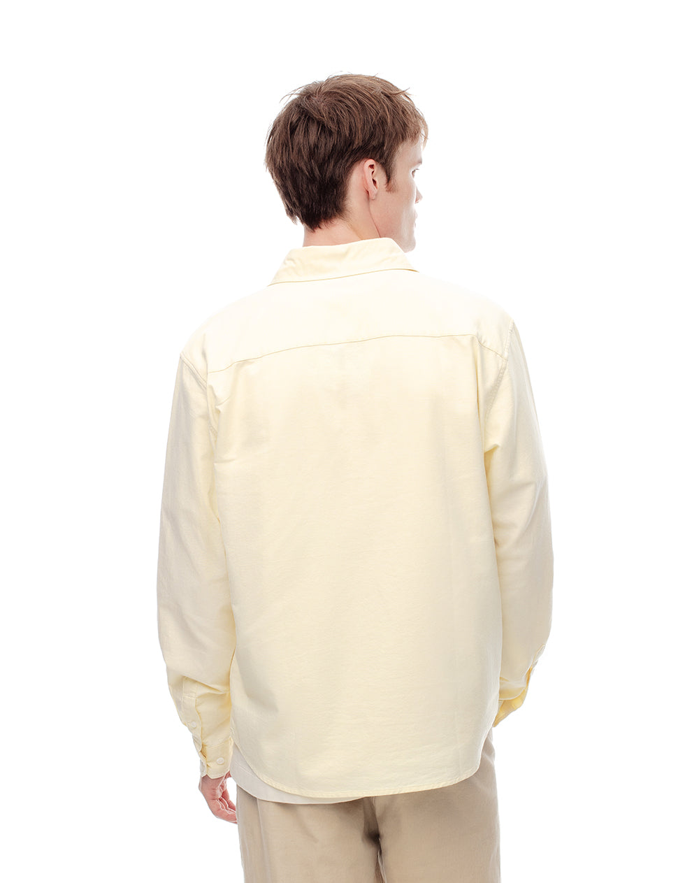 Camisa manga larga regular algodón amarilla hombre