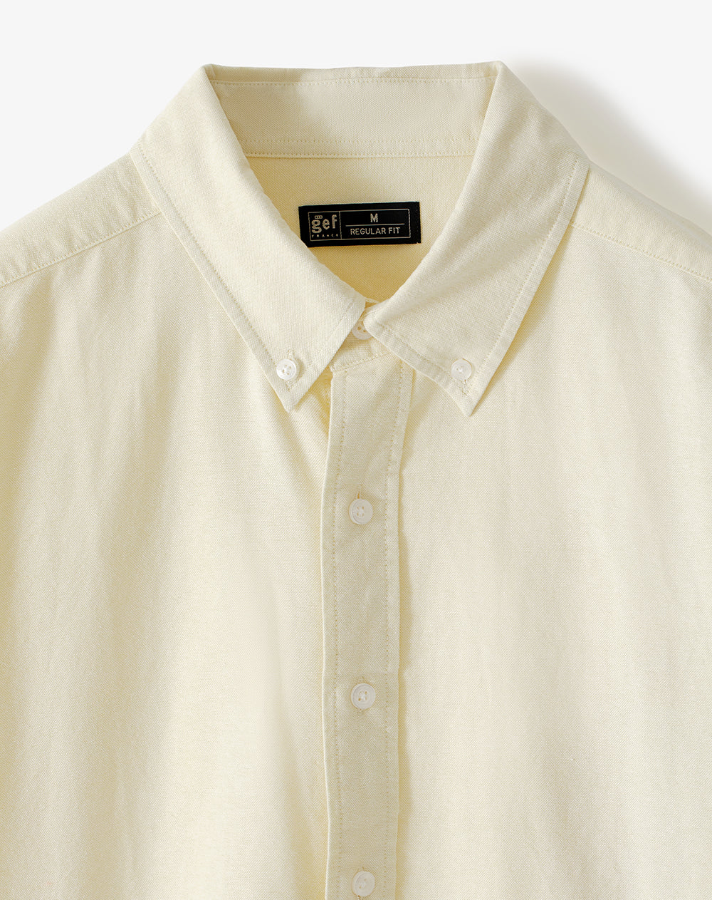 Camisa manga larga regular algodón amarilla hombre