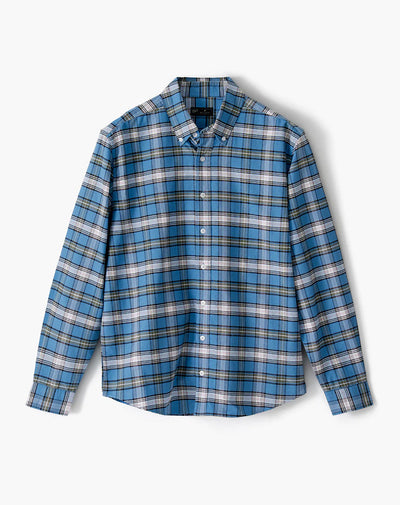 Camisa manga larga regular algodón cuadros hombre