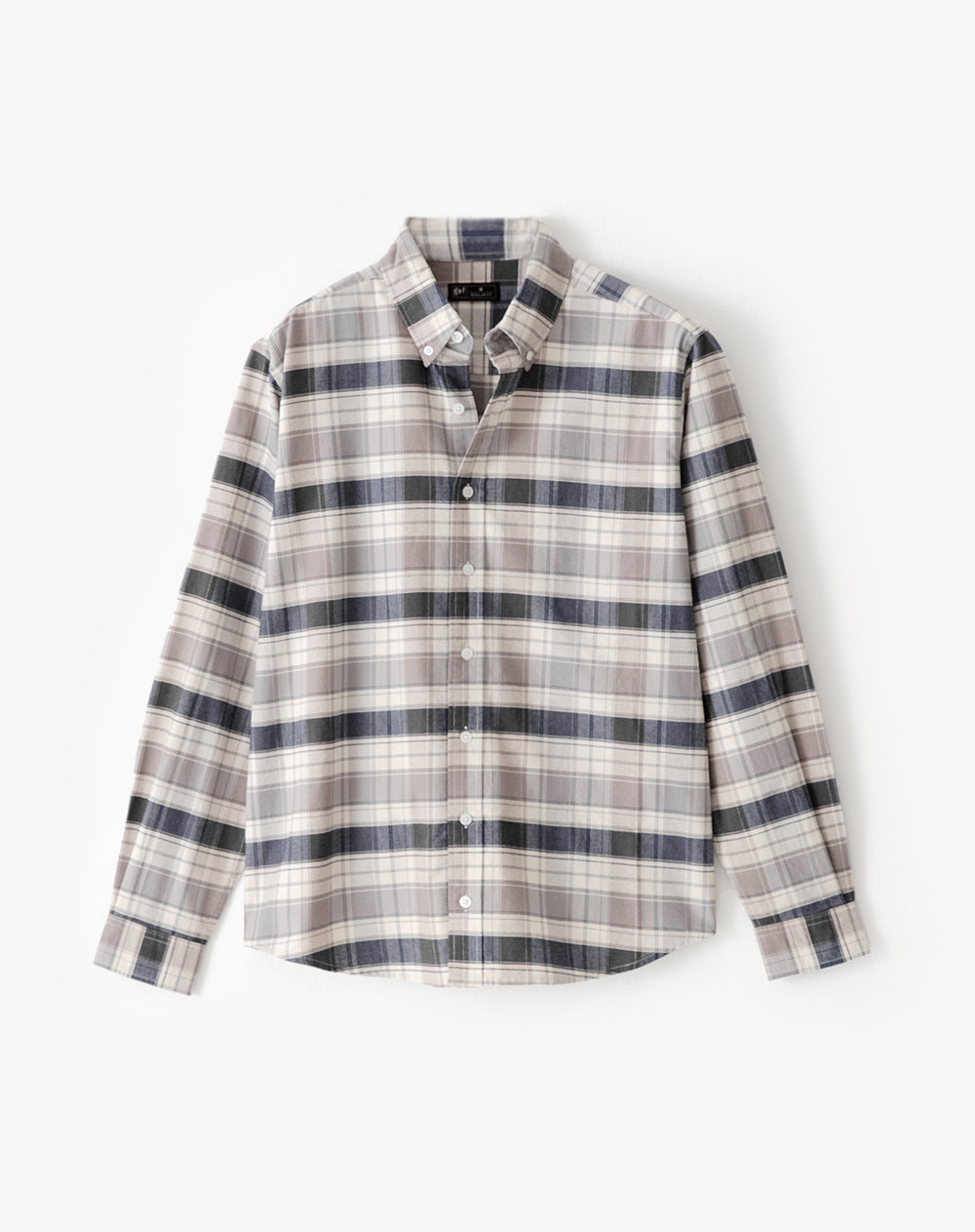 Camisa regular fit manga larga café con cuadros