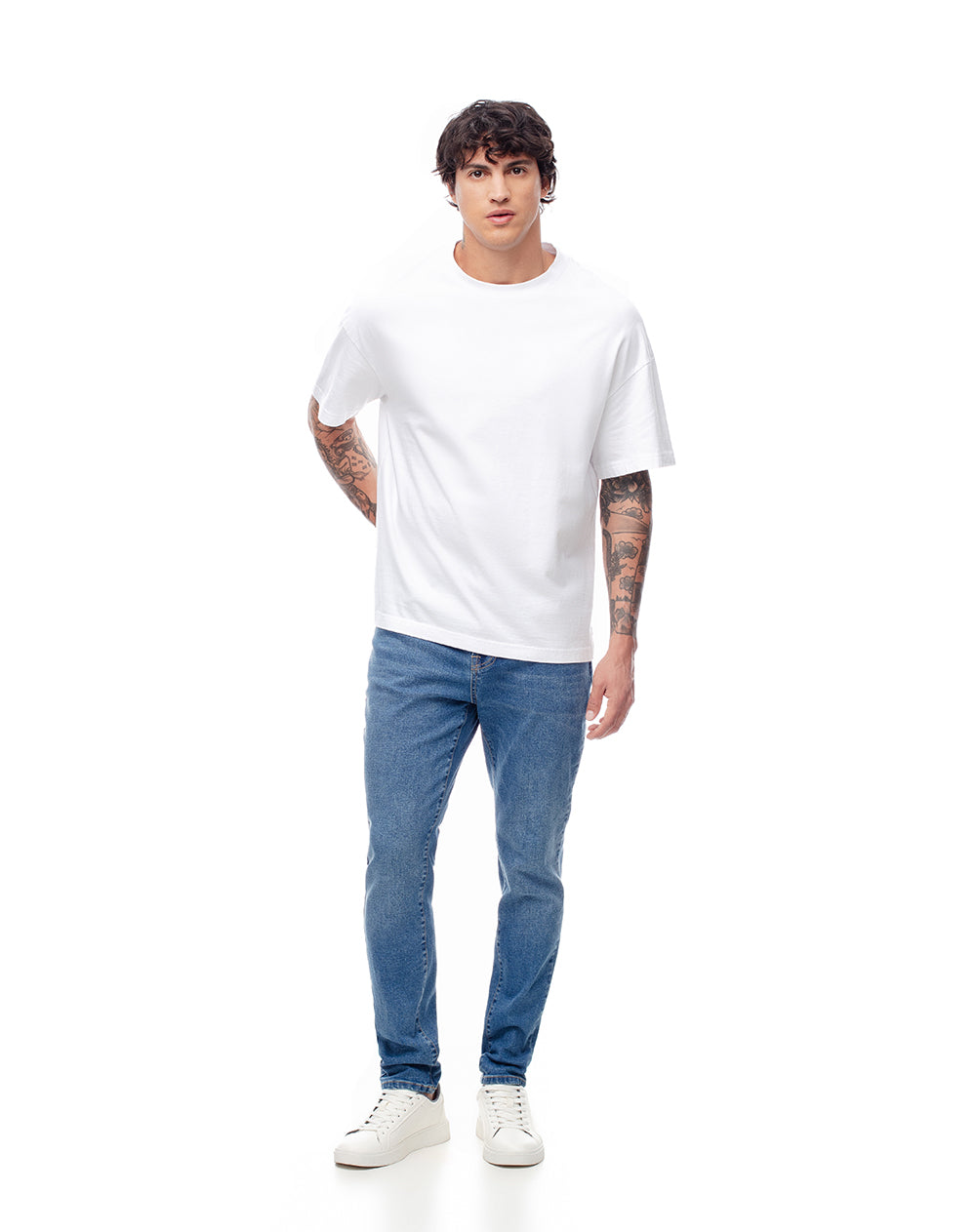 Jean skinny fit tiro medio indigo