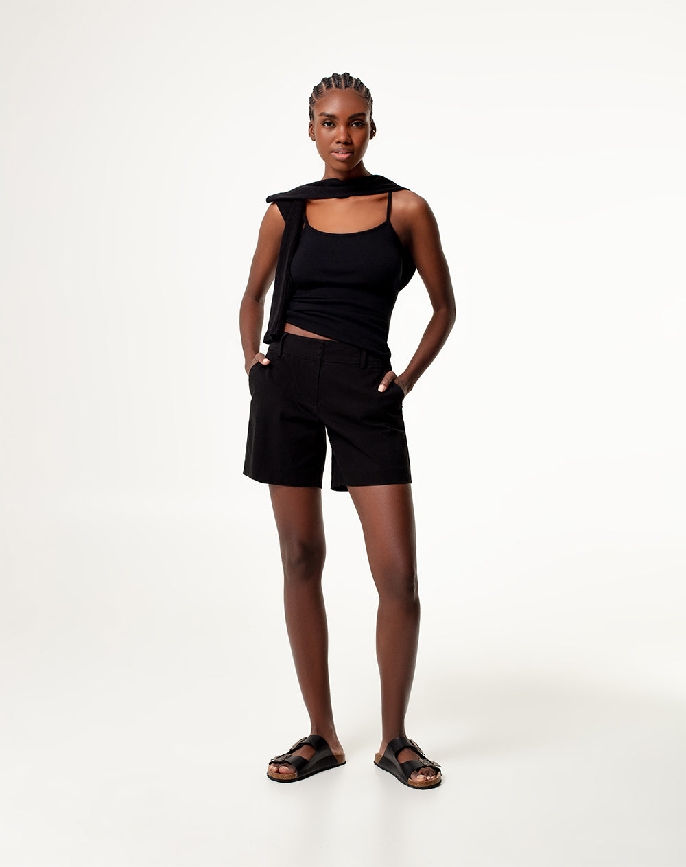 Bermuda regular fit en drill negra