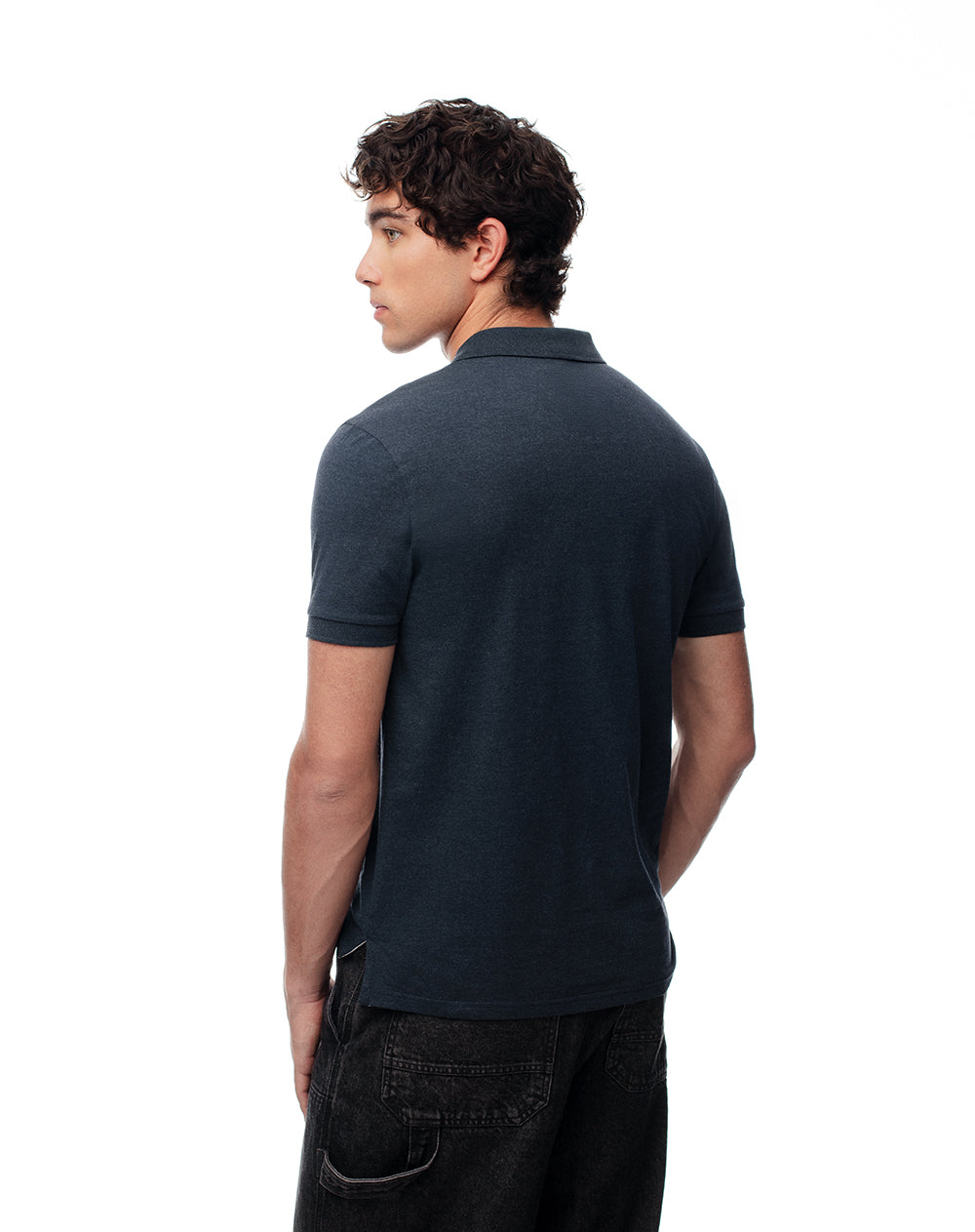 Polo slim algodón azul hombre