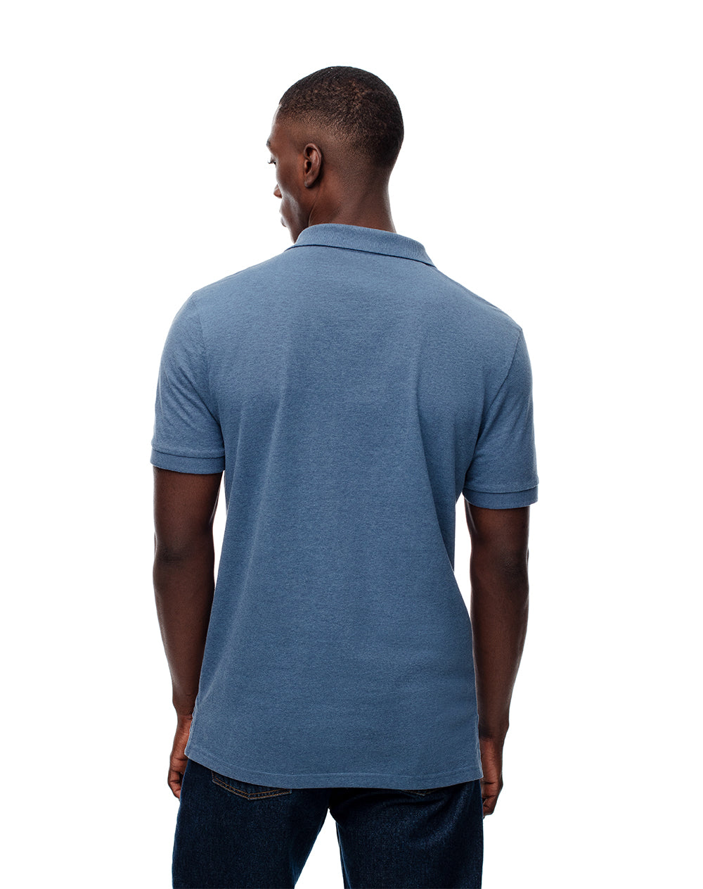 Polo slim fit azul jaspeada