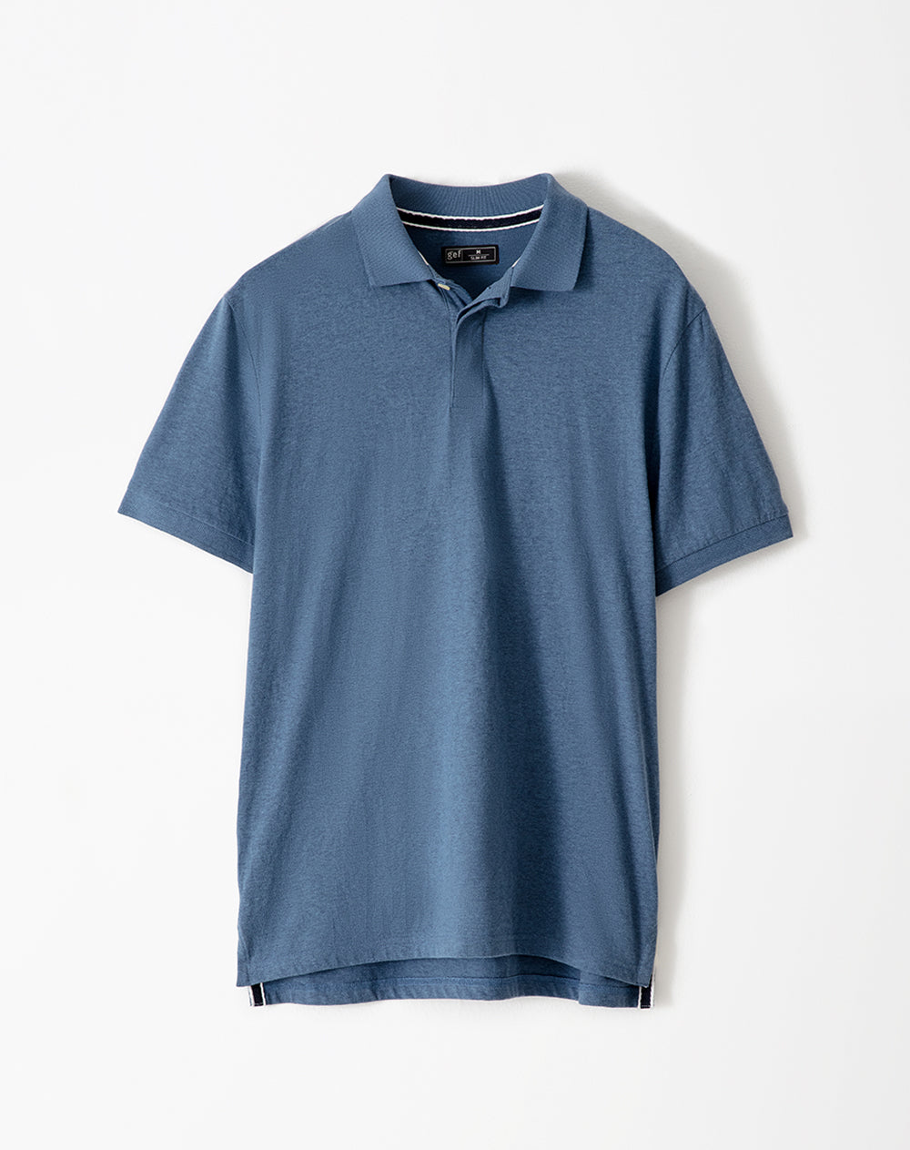 Polo slim fit azul jaspeada