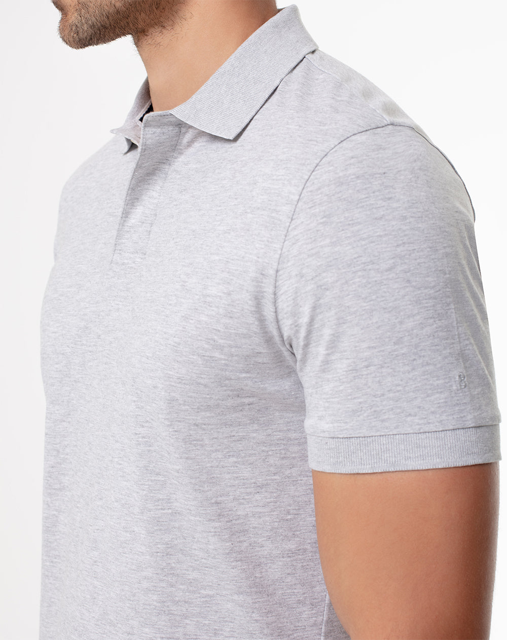 Polo slim fit gris jaspeada