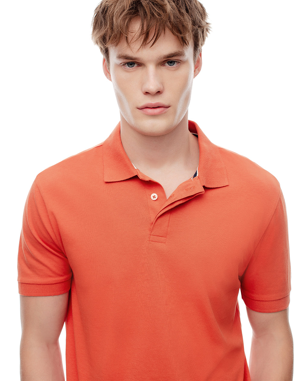 Polo slim algodón naranja hombre