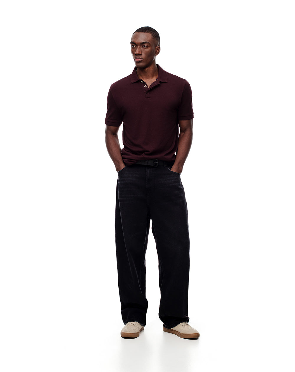 Polo slim fit vinotinto jaspe