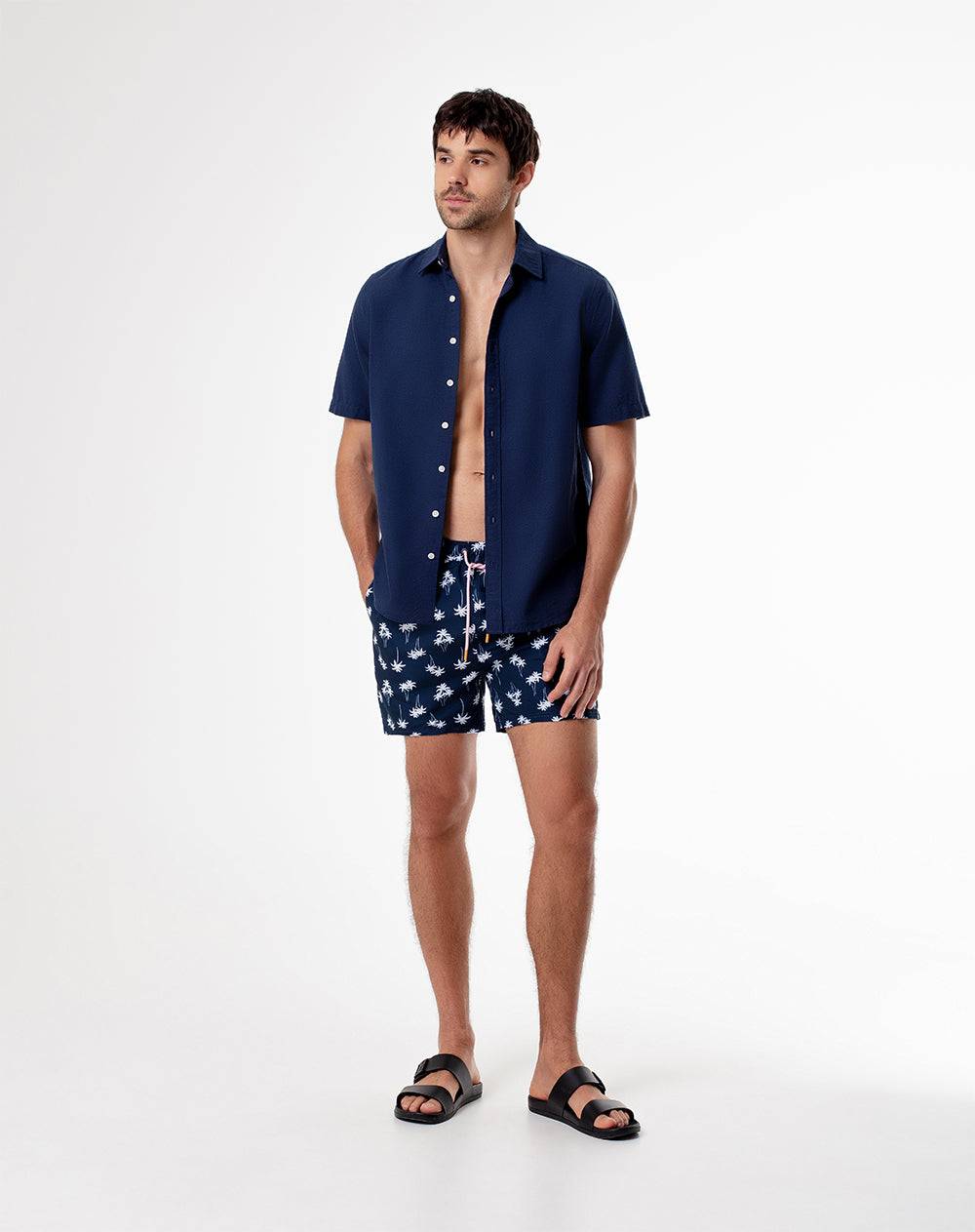 Pantaloneta azul estampado