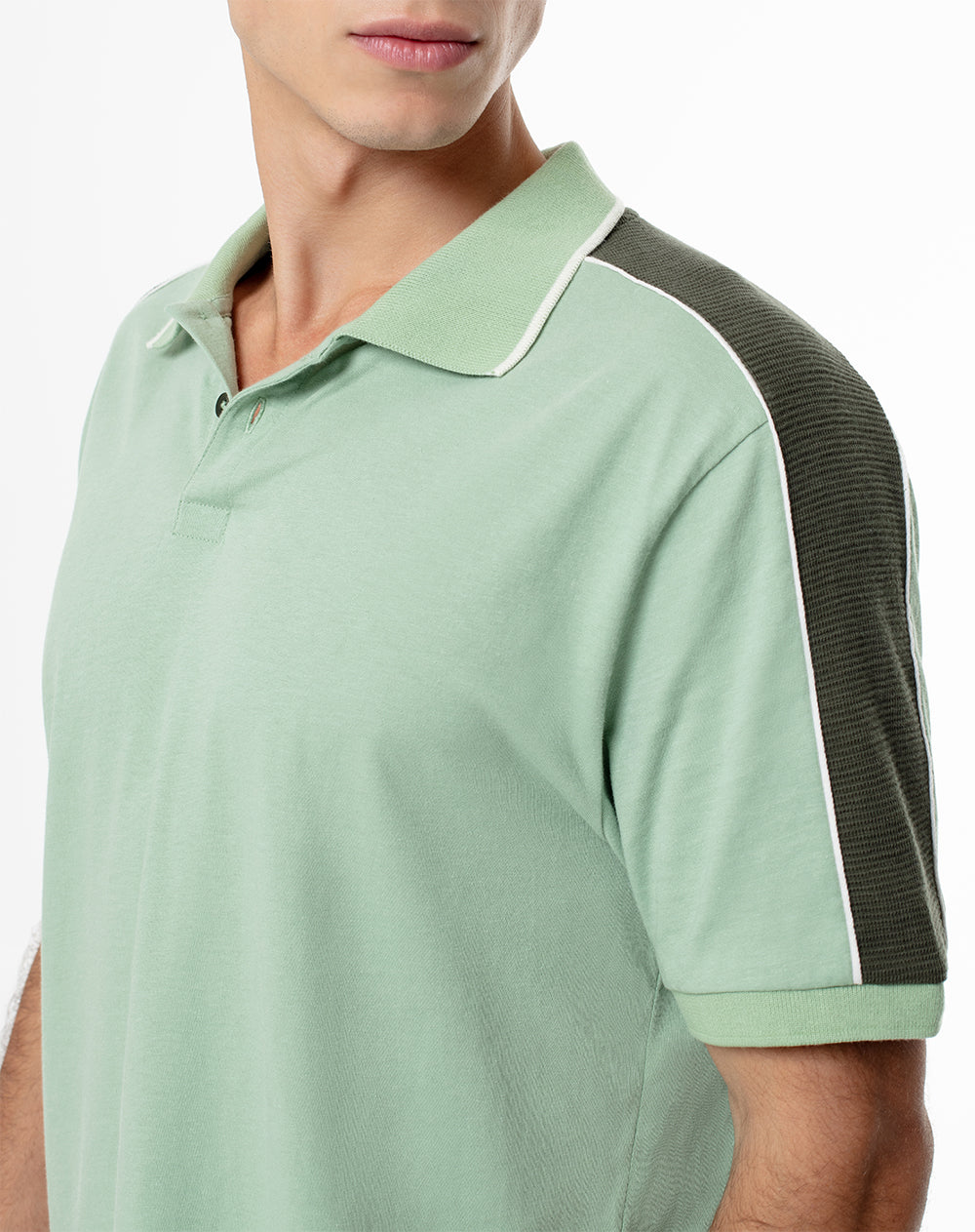 Polo relaxed fit manga corta verde con bloques