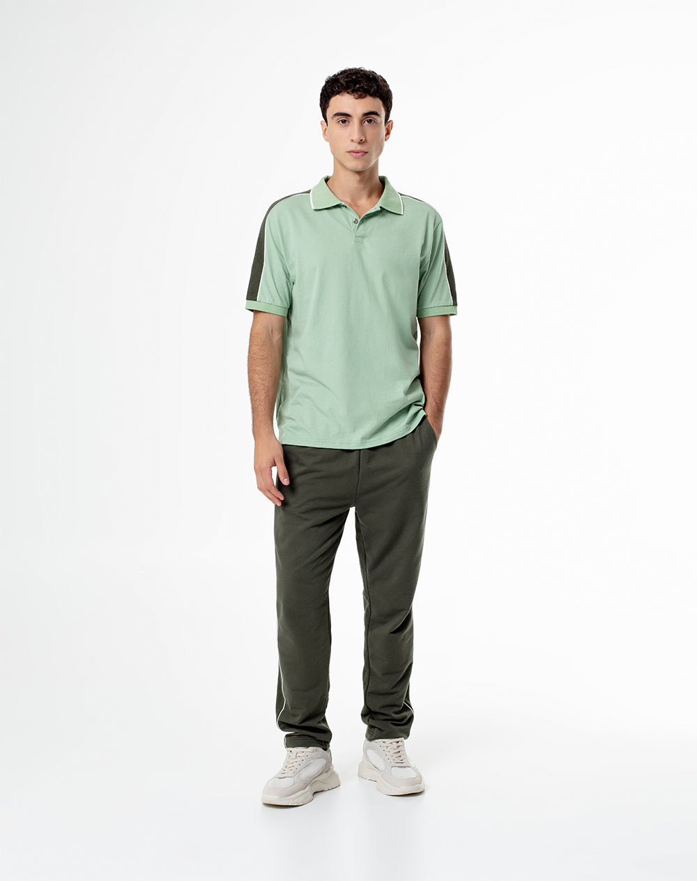 Polo relaxed fit manga corta verde con bloques