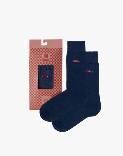 Medias hombre largas azules bordado