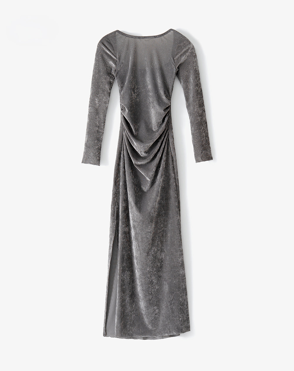 Vestido largo velvet gris mujer