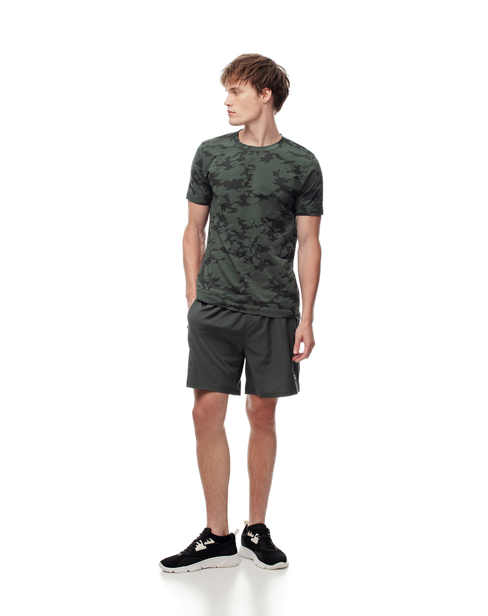 Camiseta slim fit manga corta verde