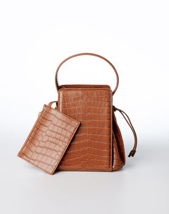 Bolso estructurado texturizado café mujer