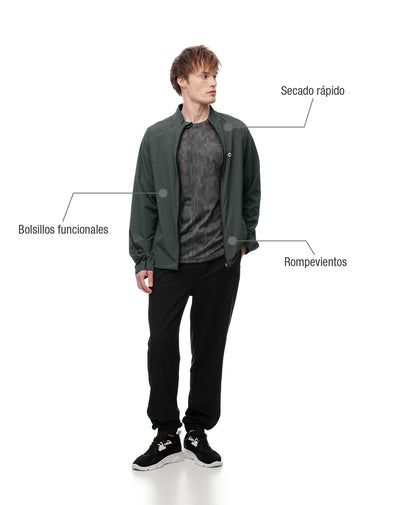 Chaqueta rompevientos verde hombre