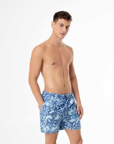 Pantaloneta azul estampado
