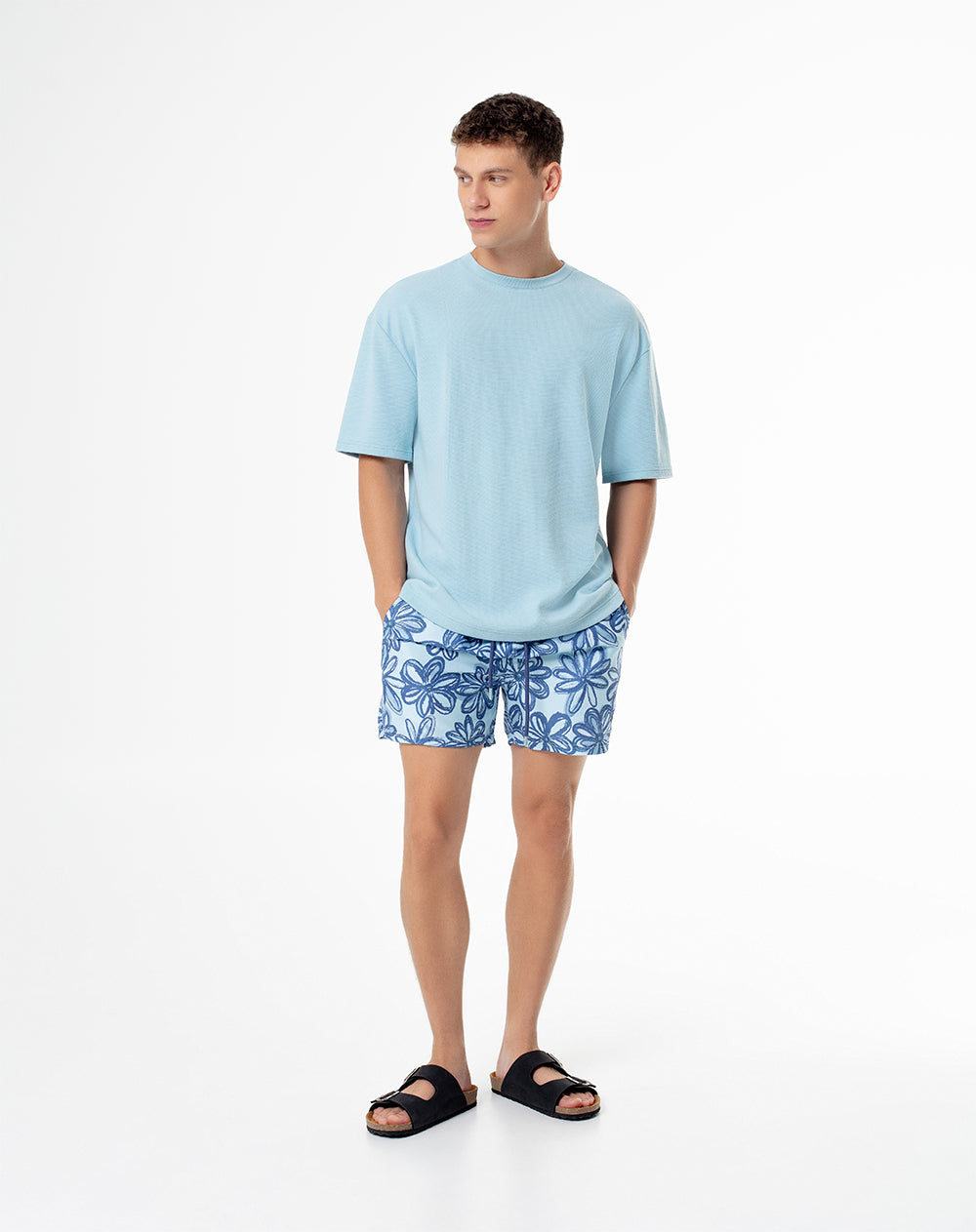 Pantaloneta azul estampado