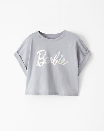 Camiseta regular Barbie manga gris niña