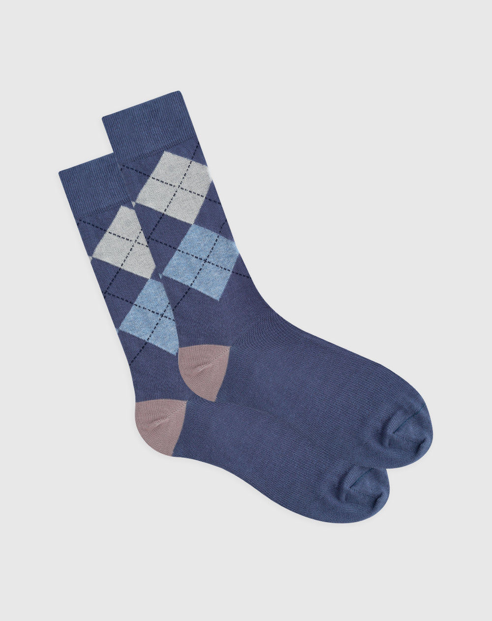 Medias para hombre largas algodón azules rombos